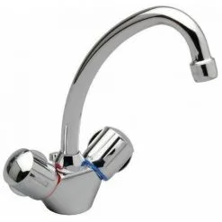 Porcher - Mélangeur De Lavabo ULYSSE Monotrou Avec Bec Tube Orientable Et Tirette Tête 1/2 à Disques Céramique Chromé