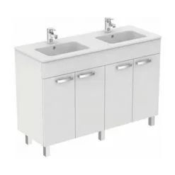 PORCHER Meuble De Salle De Bain Ulysse - 4 Portes - 120cm - Blanc Brillant