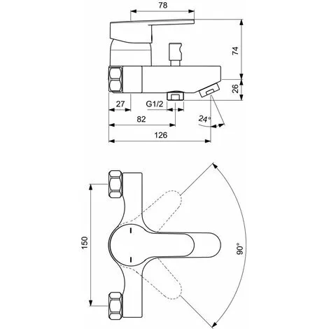 Mitigeur Bain-douche Mural Olyos Porcher 2 Mitigeur Bain-douche Mural Olyos Porcher – Image 2