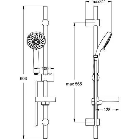 Porcher Barre De Douche Aqua 60 Cm, Douchette 3 Jets, Chromé (D6046AA) 2 Porcher Barre De Douche Aqua 60 Cm, Douchette 3 Jets, Chromé (D6046AA) – Image 2
