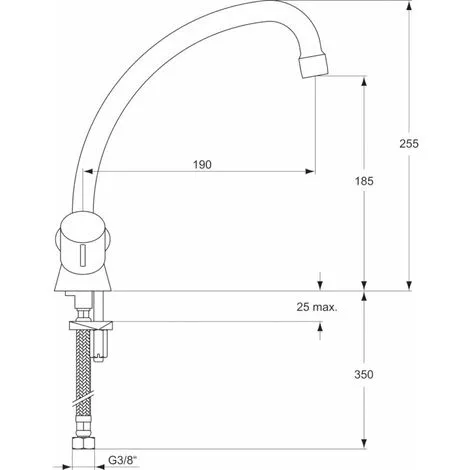Mélangeur évier Ulysse Porcher - Tête Céramique - Chrome 2 Mélangeur évier Ulysse Porcher - Tête Céramique - Chrome – Image 2