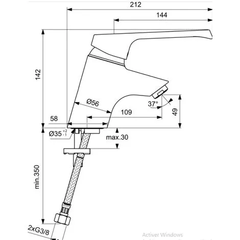Mitigeur Robinet Lavabo Laiton Chromé PORCHER D2443AA 2 Mitigeur Robinet Lavabo Laiton Chromé PORCHER D2443AA – Image 2