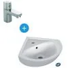 Porcher Lave Mains D'angle En Porcelaine Vitrifiée + Robinet Eau Froide, Chrome (E899701B073)