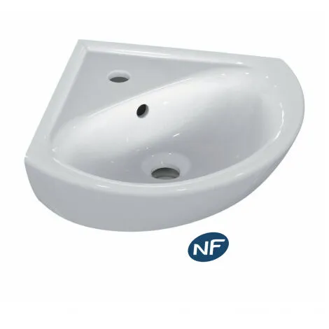 Porcher Lave Mains D'angle En Porcelaine Vitrifiée + Robinet Eau Froide, Chrome (E899701B073) 2 Porcher Lave Mains D'angle En Porcelaine Vitrifiée + Robinet Eau Froide, Chrome (E899701B073) – Image 2