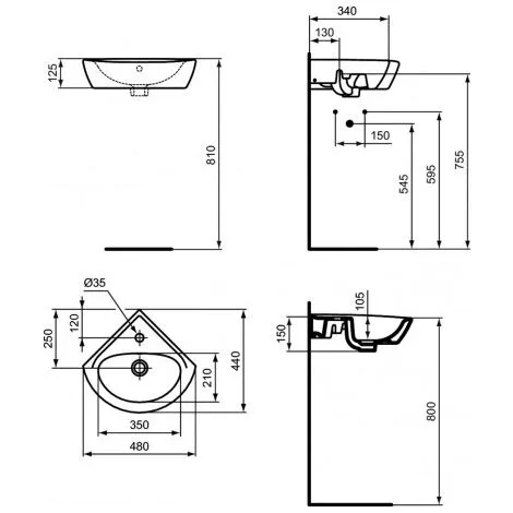 Porcher Lave Mains D'angle En Porcelaine Vitrifiée + Robinet Eau Froide, Chrome (E899701B073) 4 Porcher Lave Mains D'angle En Porcelaine Vitrifiée + Robinet Eau Froide, Chrome (E899701B073) – Image 4