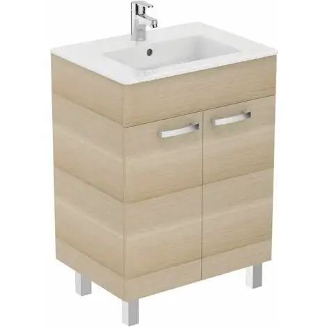 PORCHER Ensemble Meuble Et Lavabo-plan ULYSSE, 2 Portes - Boir Clair - 60cm 1 PORCHER Ensemble Meuble Et Lavabo-plan ULYSSE, 2 Portes - Boir Clair - 60cm