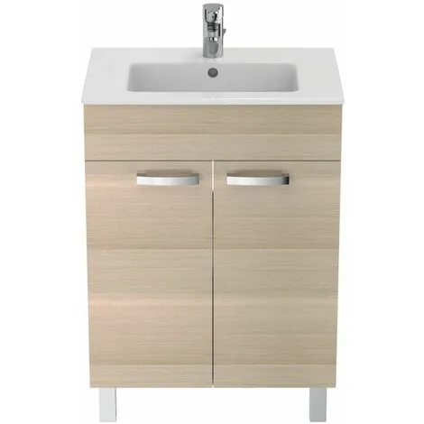 PORCHER Ensemble Meuble Et Lavabo-plan ULYSSE, 2 Portes - Boir Clair - 60cm 2 PORCHER Ensemble Meuble Et Lavabo-plan ULYSSE, 2 Portes - Boir Clair - 60cm – Image 2