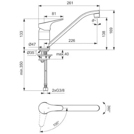 Mitigeur évier Ulysse Porcher - Bec Profilé 2 Mitigeur évier Ulysse Porcher - Bec Profilé – Image 2