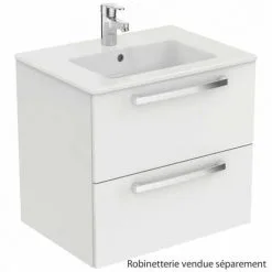Meuble Sous-plan Et Plan Vasque Ulysse Suspendu 2 Tiroirs - 60 Cm Blanc - Porcher